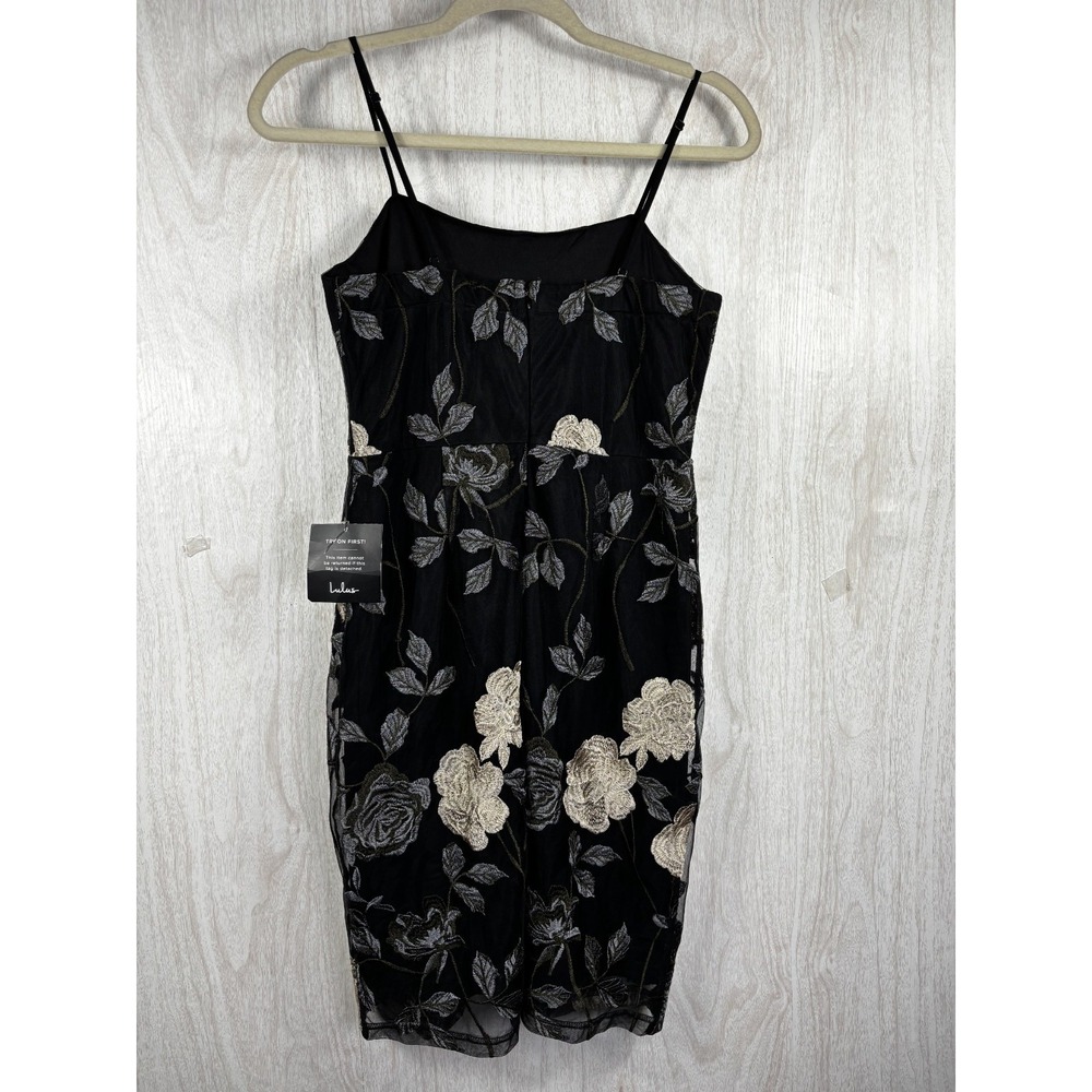Lulus Elston Black Floral Embroidered Bodycon Dress S‎ NWT Party - Picture 4 of 8